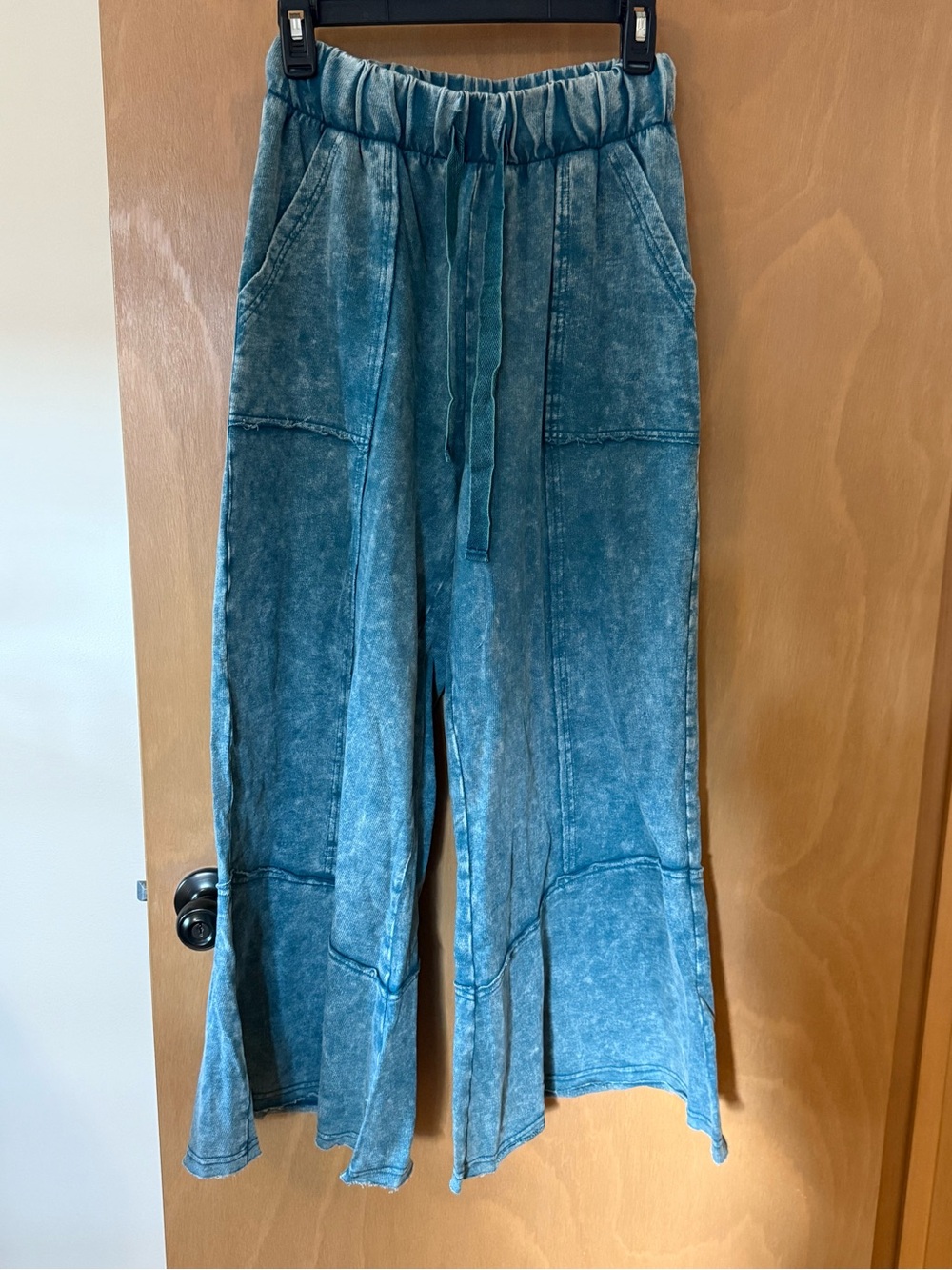 Zenana Outfitters Teal Washed Elastic Waist Pants